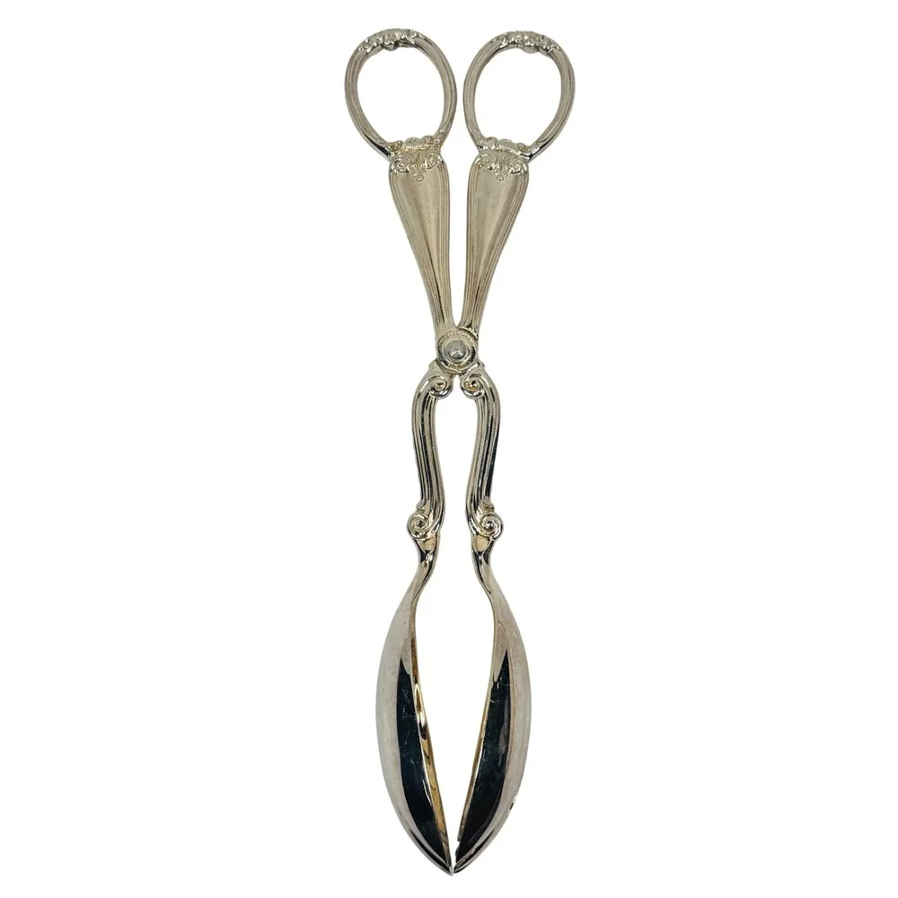 Gorham Heritage Silver Plated Pastry Salad Tongs Italy Ornate‎ Serving Vtg 11